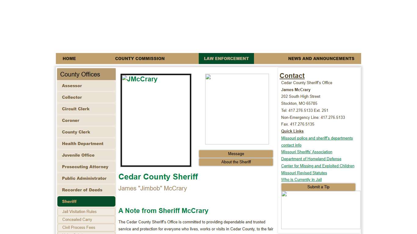 Sheriff - Cedar County Missouri