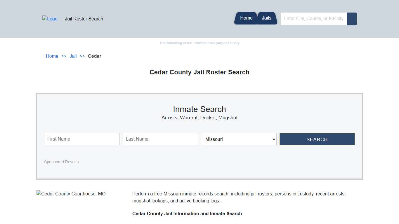 Cedar County Jail Roster Search | Jail Roster Search